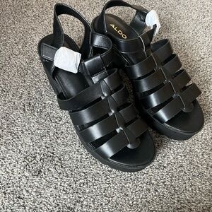 Aldo Elegant Black Platform Sandals